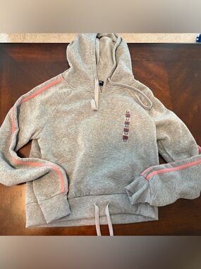Gray Hoodie with Pink Stripe Accent
